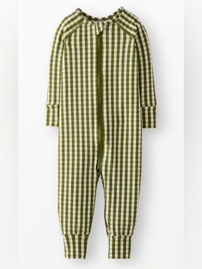 hanna andersson HannaSoft Stretch Sleeper Gingham Green Size 12-18 Months NEW